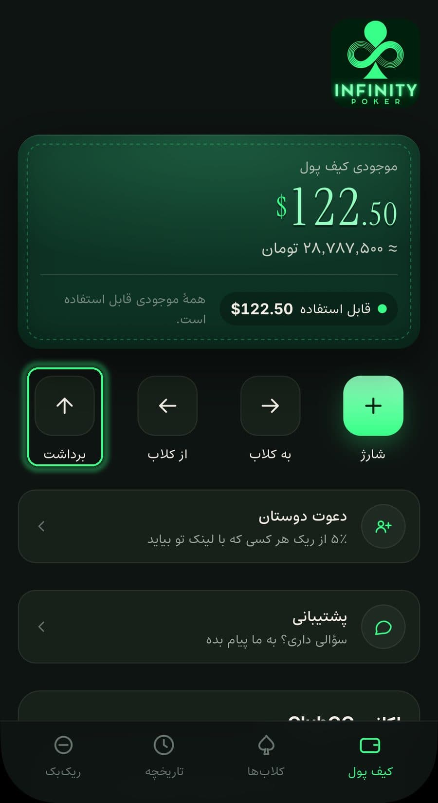 برداشت از کیف پول